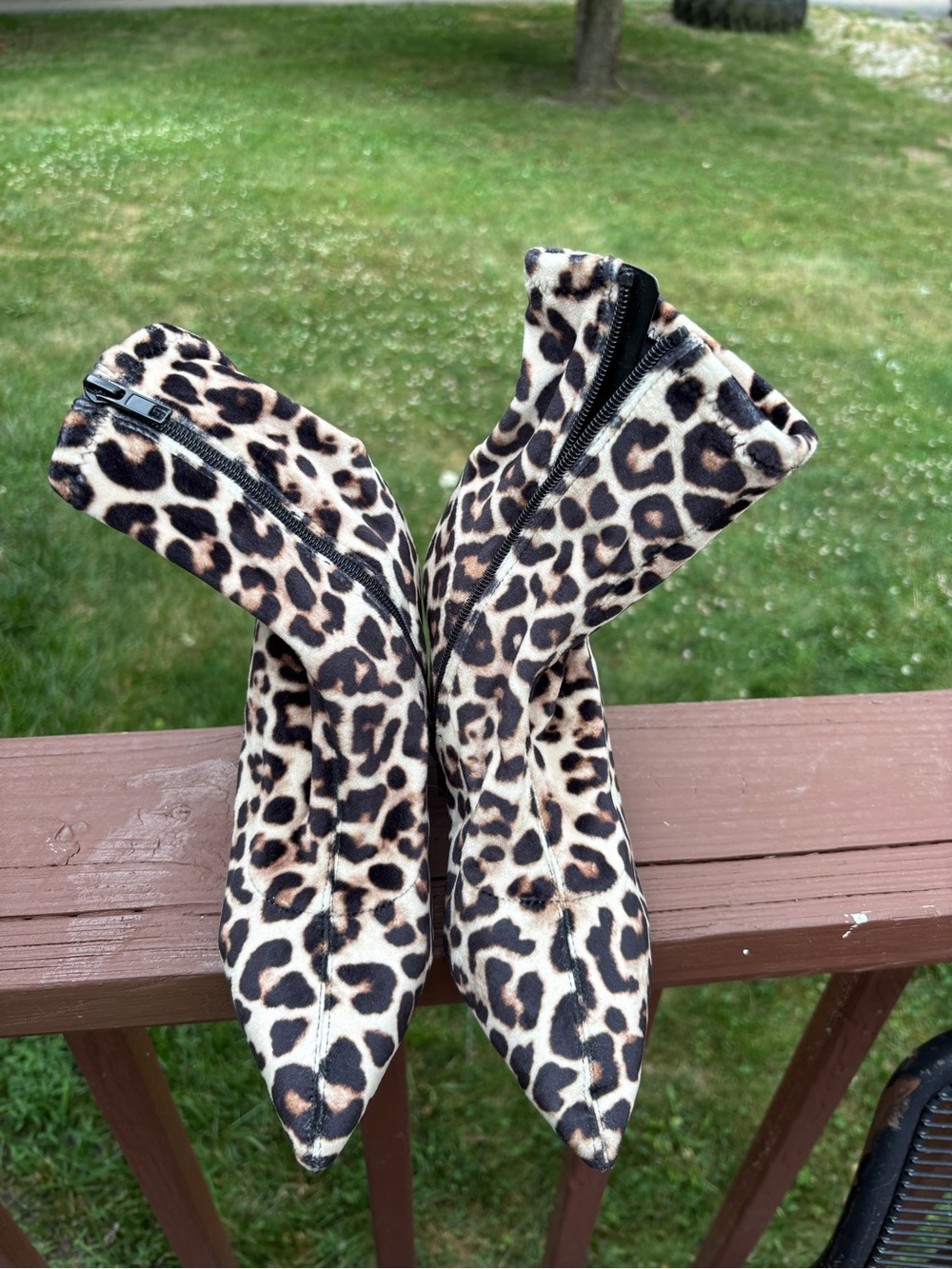 Steve Madden Leopard-Print Pointed Toe Ankle Boots - Black/Tan/Cream - Picture 3 of 8